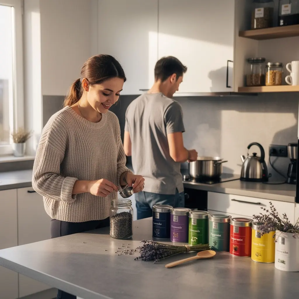 Egy teáscsésze, amelyből gőzölög a frissen készített tea, a relaxáció és a jó közérzet érdekében.