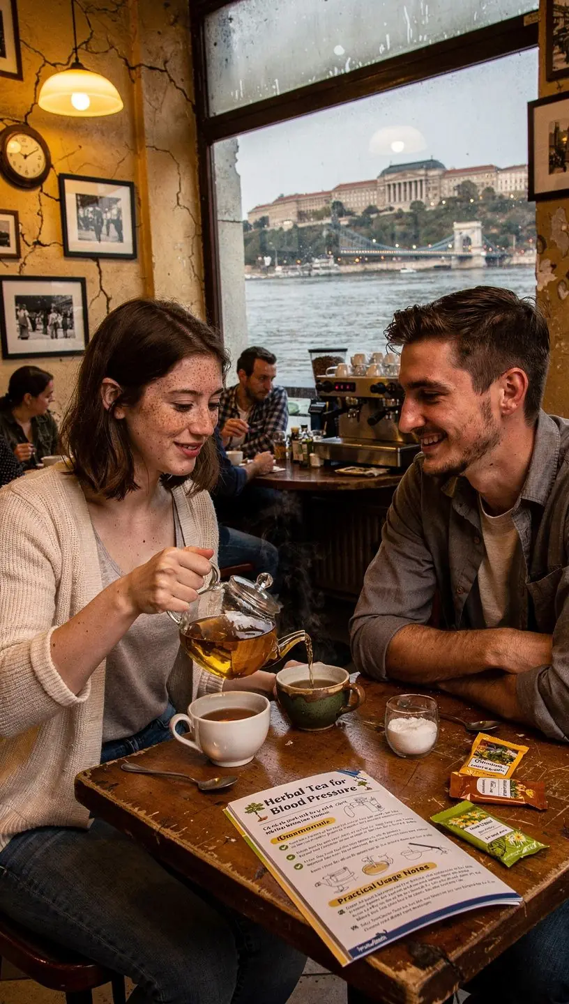 Egy ember, aki teát iszik, miközben relaxál a természetben.